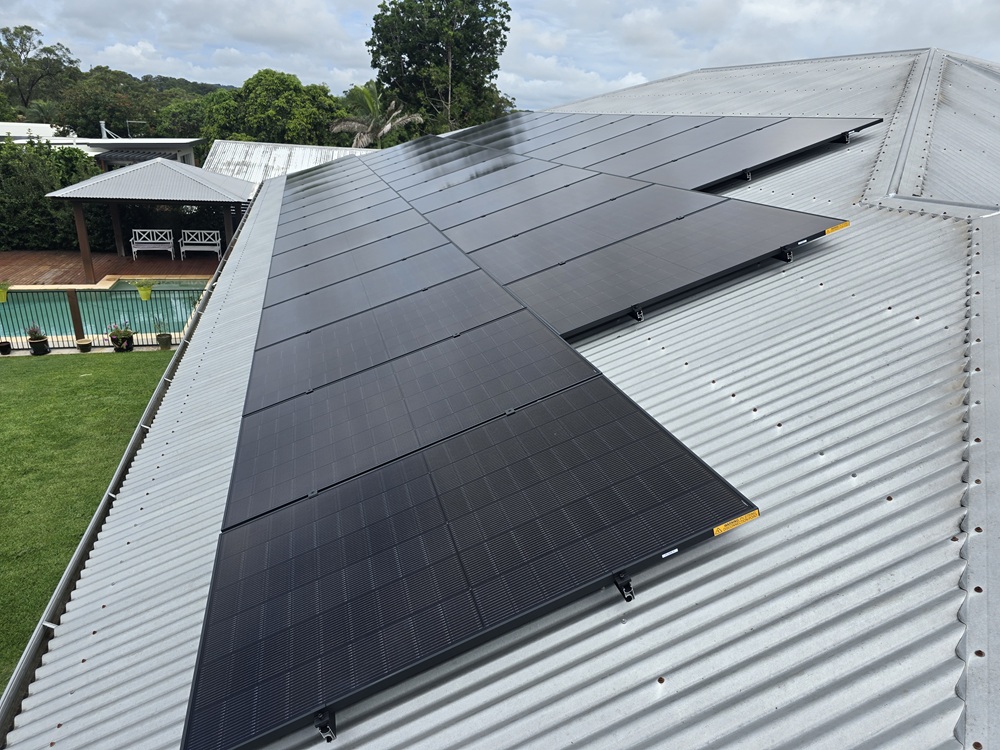 Residential solar panel installation on rooftop